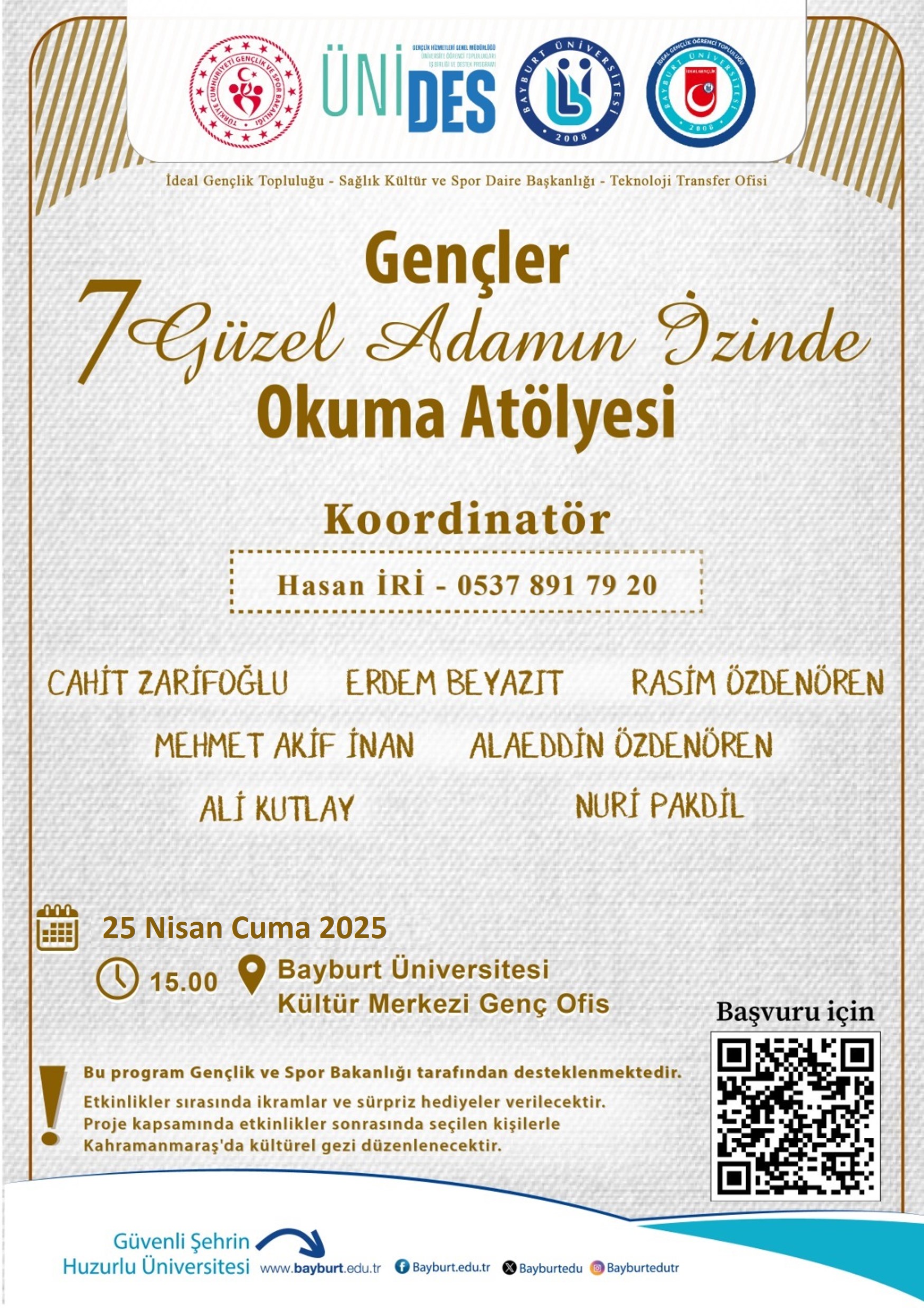 “Gençler 7 Güzel Adamın İzinde” Okuma Atölyesi